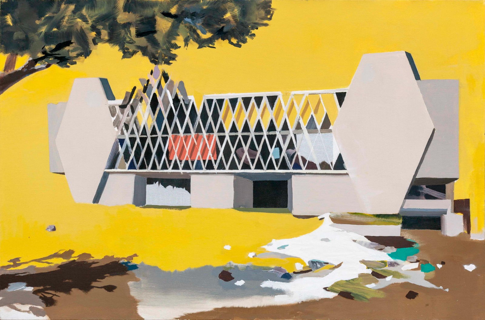 Mysterious apartments: yellow (60 x 91 cm), oil on canvas, 2015