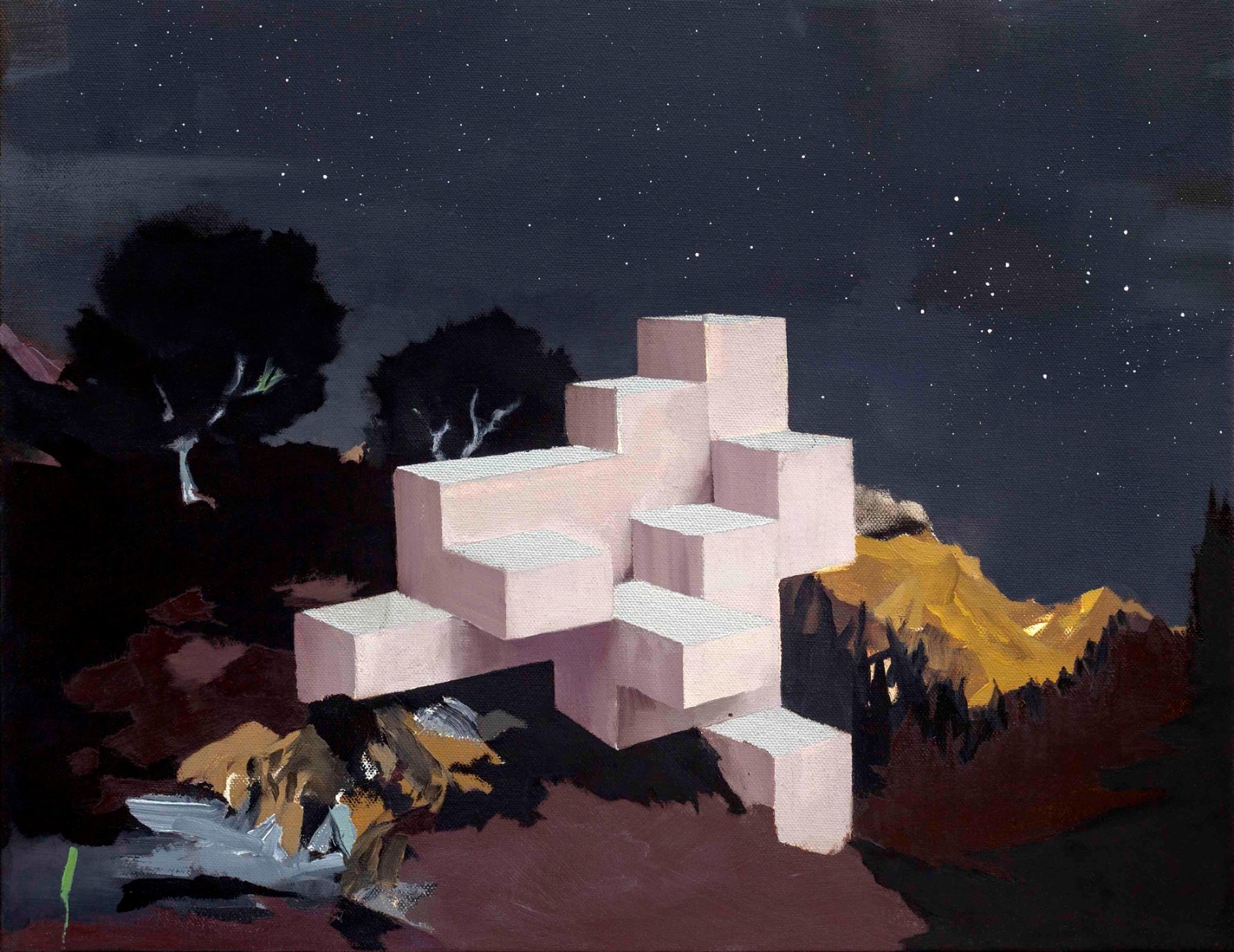 Construction: black (35 x 46 cm), oil on canvas, 2021